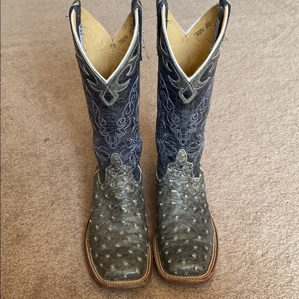 Anderson Bean Gray Ostrich Boots Size 6.5